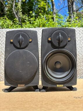 Boston Acoustics Micro90x Satellite Bookshelf Speakers With Stands Tested Works